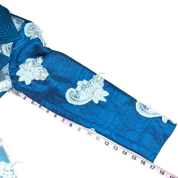 Vintage Custom Blue Lace Appliqué Blazer - Picture 10 of 15